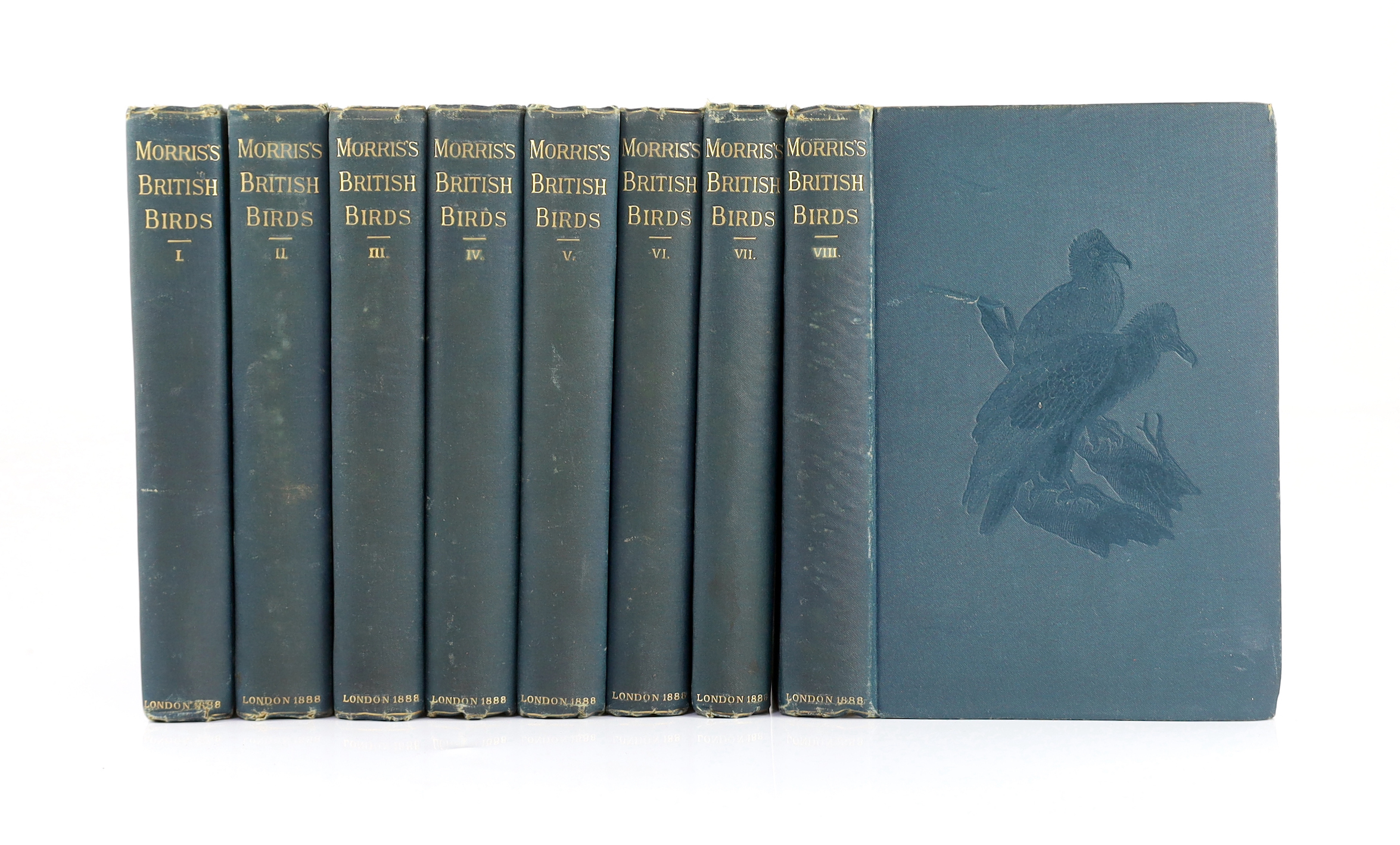 Morris, Rev. Francis Orpen - A History of British Birds (Cabinet Edition), 8 vols. 358 hand coloured plates (with guards); publisher's blind pictorial cloth, cr. 8vo. Groombridge and Sons, (ca.1870)